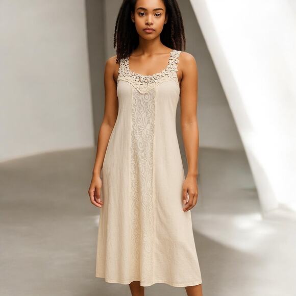 Flying Tomato Embroidered Sleeveless Maxi Dress in Antique White – Small - Picture 1 of 8